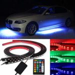 RangerRider Car LED Neon Light Strip Kit, 4 Pcs Car under glow Waterproof RGB LED Strip Lights with Sound Active and Wireless Remote Control
