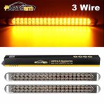 Partsam 2Pcs 17 Inch Amber Led Truck Trailer Light Bar 40 LED Clear Lens Dual Row, Clear Yellow 17″ Sealed LED Waterproof Submersible Turn Tail Marker Identification Truck Trailer Light Bar