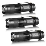 3 Pack UltraFire Mini Flashlights Focus Adjustable SK68 Single Mode Tactical LED Flashlight, Ultra Bright 300 Lumens Torch