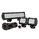 Nilight ZH016 12 Inch 72W Spot Combo Bar 2PCS 4 Inch 18W Flood LED Fog Lights with Off Road Wiring Harness-2 Leads, 2 Years Warranty