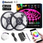 Solarphy 32.8ft/10m Led Strip Lights, Bluetooth App Controlled LED Music Light Waterproof Light Strips, 24V 600 Leds 5050 RGB Multicolored Rope Light Kit, Flexible Led Strip Lighting for Home Kitchen