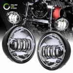 2pc 4.5″ Round LED Passing/Fog Light [Chrome Housing] [6,500K] [2,880 Lumens] Auxiliary Driving Lamp for Harley Davidson Motorcycles