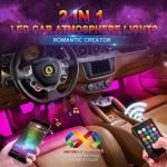 BOYKA Car LED Strip Light, Upgraded Remote and APP Two-in-one Control Multicoloured Music Car Interior Lights, 4pcs 48 LED, Sound Active Function, Waterproof, Multi-Mode Change(DC 12V)
