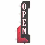 American Art Decor Open Light Up Arrow LED Sign for Bar, Garage or Man Cave