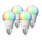 Peteme Smart LED Light Bulb E26 WiFi Multicolor Light Bulb Work with Alexa, Echo, Google Home and IFTTT (No Hub Required), A19 60W Equivalent RGB Color Changing Bulb (4 Pack)