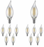 TCP 60 Watt LED Flame Tip, 12 Pack, Soft White 2700K, Dimmable Candelabra Base (E12) Light Bulbs