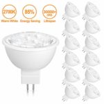 MR16 LED Bulbs 50W Halogen Equivalent, 2700K Warm White, 5W GU5.3 MR16 12V Spotlight Bulb, Non-Dimmable,35 Degree Beam Angle for Landscape, Recessed, Track Lighting, 12-Pack