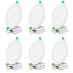 SAYHON 12W 6 inch Ultra Thin Led Recessed Ceiling Light with Junction Box,5000K Daylight Dimmable Low Profile Lighting Kit Downlight,100W Equivalent for Hallway/Home/Offices, 6 Pack
