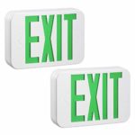TORCHSTAR Green LED Exit Sign Emergency Light, Ceiling/Side/Back Mount, AC 120V/277V, Recharged Battery Included, Single/Double Face, UL-Listed, for Apartments, Hotels, Schools, Pack of 2