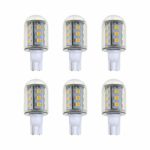 Makergroup T5 T10 Wedge Base LED Light Bulbs Glass Dome 12VAC/DC 2Watt Cool White 6000K for Outdoor Landscape Lighting Deck Stair Step Path Lights 6-Pack