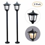 42 Inches Mini Street Post Outdoor Garden Solar Lamp Post Light Lawn – Adjustable (2 Pack)