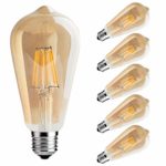 LED Edison Bulb,6w Dimmable Led Light Bulb, Vintage LED Filament Light Bulb, st64 led Bulb,2700K, Antique Style, e26 Medium Screw Base, Amber Glass Cover,6 Pack.