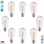 ST19(ST58) Dimmable ETL LED Edison Light Bulb Filament Vintage Classic Light Bulb E26 Base 6.5Watt(60W Equivalent) for Home Restaurant: 3000K,Warm White,810Lumen,CRI>80cri,Screw Clear Glass(8-Pack)