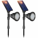 DBF Solar Lights Outdoor, Latest 18 LED Waterproof Solar Spotlights Solar Landscape Lights Auto On/Off Wall Security Lighting for Garden Yard Pathway Driveway Pool Landscaping, Pack of 2 (Cool White)