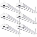 Hykolity 5000K LED Shop Light Linkable, 4FT Daylight 42W LED Ceiling Lights for Garages, Workshops, Basements, Hanging or FlushMount, with Plug and Pull Chain, 3700lm, ETL- 6 Pack