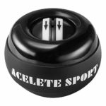 ACELETE Auto-Start 2.0 Power Ball Wrist Trainer Ball Forearm Exerciser Wrist Strengthener Workout Toy Spinner Gyro Ball with LED Lights (Transparent) (Black)