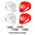 REFUN Bicycle Light – Front and Rear Silicone LED Bike Light Set – 2 High Intensity Multi-Purpose Water Resistant Headlight – 2 Taillight for Cycling Safety (2pcs Red & 2pcs White)
