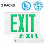 SPECTSUN Led Exit Sign with Battery Backup, Green Exit Light Combo&Double Sided Exit Sign – 2 Pack, Exit Led Light/Electric Exit Sign Light Up/Illuminated Exit Sign Light Bulbs/Lighted Exit Light