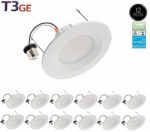 T3 Green Energy LED 5/6 Inch Dimmable Downlight 12.5W (100W Replacement) Baffle Design Retrofit Recessed Lighting Can Light LED Trim 5000K (Daylight White) Energy Star(12 Pack)