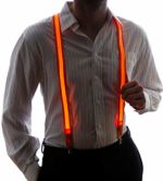 Neon Nightlife Men’s Light Up LED Suspenders, One Size, Orange