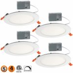 12W 6″ Ultra-Thin Recessed Ceiling Light with Junction Box, 4000K Daylight, Dimmable Airtight Downlight, 950lm 80-100W Equivalent ETL,40K Pack of 4