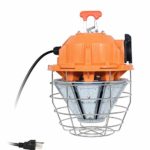80W High Bay Outdoor Temporary LED Work Light 10000Lm 5000K Daylight White with Stainless Steel Guard and Hook Portable Hanging Lighting for Construction Job Site