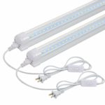 T8 LED Light Tube – 2FT, 14W, 1680lm, 4000K(Daylight Glow), Linkable Integrated Single Fixture, Clear Cover, V Shape, Utility Shop Light, Ceiling and Under Cabinet Light, Corded Electric (2 Pack)