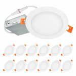 LUXTER (12 Pack) 6 inch Ultra-Thin Round LED Recessed Panel Light with Junction Box, Dimmable, IC Rated, 15W (80 Watt Repl.) 5000K Daylight 1125 Lm. No Can Needed ETL & Energy Star Listed