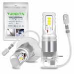 TUINCYN 1600Lm Extremely Bright H3 LED Fog Light Bulbs Replacement 6500K White High Power 80W CSP Chips DRL Daylight LED Bulb DC 12V-24V (2-Pack)