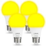 LOHAS Yellow Bug Light Bulbs, A19 LED Bulb Amber Night Lights 2000K, 60W Light Bulb Equivalent(9W), E26 Medium Base Porch Light 120V, Not Dimmable Lighting for Hallway Holiday Party(4 Pack)