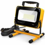 Onforu 80W 8000LM LED Work Light with Cooling Fan, 800W Equivalent, 2 Brightness Levels, 16.4ft Cord with Plug, Flood Lights with Stand for Workshop, Construction Site, 5000K Daylight White