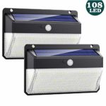 Solar Lights Outdoor, Feob Upgraded Super Bright 108 Led Motion Sensor Security Light with 270° Wide Angle, 3 Modes Wireless Waterproof Solar Wall Lights for Front Door, Garage, Deck, Porch(2 Pack)