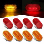 8pcs Oval 4″ 6 LED Trailer Side Marker Light w/Removable Lens Front Rear Side Clearance Marker Lamp with Reflex Reflector for Truck Trailer Boat Camper Cargo RV Bus Car Universal (4 Red & 4 Amber,12V)