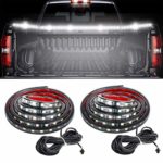 60″ LED Truck Bed Light Strip, RangerRider 2PCS Waterproof Flexible High Brightness White Lighting Kit with On-Off Switch Fuse 2-Way Splitter Cable for Pickup RV SUV Vans Cargo Boats