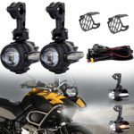 OVOTOR Motorcycle LED Auxiliary Lights 40W 3000LM Spot Driving Fog Light with DRL Turn Signal for Universal BMW Honda Harley Motorcycle Bar Fits R1200GS F800GS K1600 KTM 2PCS