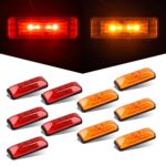 Catinbow LED Clearance Light 5 Red & 5 Amber Rectangular 4 Inch 4 Led Side Marker Trailer Light for Trucks 12V