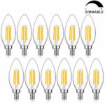 Dimmable LED Candelabra Bulb 60W Equivalent, 2700K Warm White, 6W Chandelier LED Filament Light Bulbs 600Lumens, E12 Base, B11 Decorative Candle Bulb Pack of 12