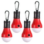 Doukey LED Camping Lights [4 Pack] Portable LED Tent Lanterns 4 Modes for Backpacking Camping Hiking Fishing Emergency Light Battery Powered Lamp for Outdoor and Indoor (Red)