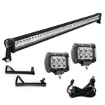 YITAMOTOR 52 Inch LED Light Bar + 2X 18W 4 Inch Spot Fog Light Pods+ Mounting Bracket with Wiring Harness for 07-15 JEEP JK