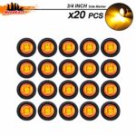Meerkatt (Pack of 20) 3/4″ Inch Mini Round Amber LED Sealed Mini Small Side Marker Clearance Lamp Indicator Light Waterproof Caravan Truck Trailer Bus Boat with rubber grommets 12V DC Universal