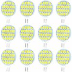 Jenyolon G4 LED Light Bulb 3W, AC/DC 12V, 400 Lumens, Non Dimmable, Side-Pin LED G4 24 SMD, Equivalent to 30W Halogen Bulb, Super White 6000K, 120° Beam Angle, LED Replacement (12 Pack) …