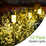 SUNNEST Solar Garden Lights Outdoor 12 Pack, LED Solar Powered Pathway Lights, Stainless Steel Landscape Lighting for Lawn, Patio, Yard, Walkway, Driveway Warm White