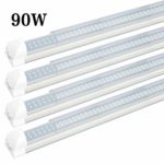 4 Pack-LED Tube Light, 90W 8ft LED Shop Light Fixture, Double Side Integrated Bulb Lamp, Works Without T8 Ballast, Plug and Play,for Warehouse Supermarket Workshop,Cold White 6000K Clear Cover