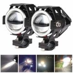 2x Motorcycle Headlights CREE U5 DRL Fog Driving Lamps Lights -HOCOLO Motorcycle LED Bulbs for Cars Bike Boat ATV Front Spotlights High/Dim/Strobe 3 Modes Included 1x Switch 30W 6500K White Color