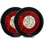 4’’ Inch Round LED Truck/Trailer White / Red Taillights with Rubber Grommet 16LED DC 12V Waterproof Stop Brake Running Reverse Backup Lights Tail Lamps for RV Trailer(Pack of 2) (2 Red/White Lights)
