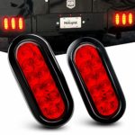 Nilight TL-01 6″ Oval Red LED Tail 2PCS w/Surface Mount Grommets Plugs IP67 Waterproof Stop Brake Turn Trailer Lights for RV Truck Jeep, 2 Years Warranty