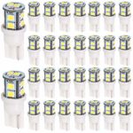AMAZENAR 30-Pack T10 194 168 2825 175 W5W White Extremely Bright 10-SMD 2835 LED Light 12V Car Replacement Bulb for Map Dome Courtesy Side Marker License Plate Light
