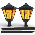 LAMPAT Solar Lights, Waterproof Flickering Flames Torches Lights Outdoor Landscape Decoration Lighting Dusk to Dawn Auto On/Off Security Torch Light for Garden Patio Deck Yard Driveway, 2 Pack