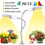 LED Grow Light for Indoor Plant, 45W Sunlike Full Spectrum Grow Lamp 88 LEDs Bright Dual Head LED Grow Bulbs 10 Dimmable Levels 3H/9H/12H Timer 360 Degree Gooseneck 3 Switch Modes [2019 Upgraded ]