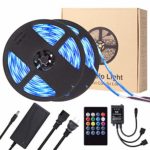 Led Strip Lights, ATTUOSUN Led Light Strip Sync to Music 32.8ft/10M 300Leds SMD5050 RGB Waterproof LED Rope Lights with IR Remote Controller DC12V 5A Power,Supply for Home Party Decoration